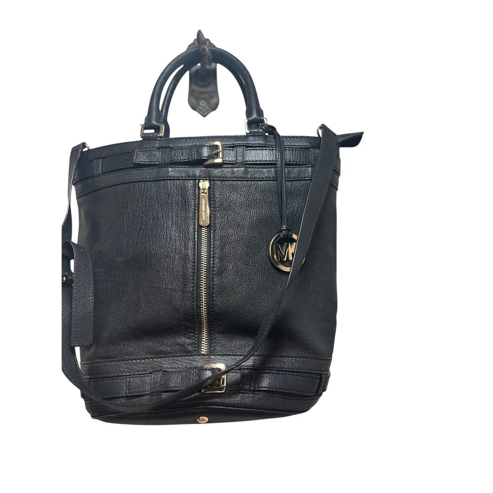 Michael Kors Black Gold Hardware Kingsbury Bucket  Bag